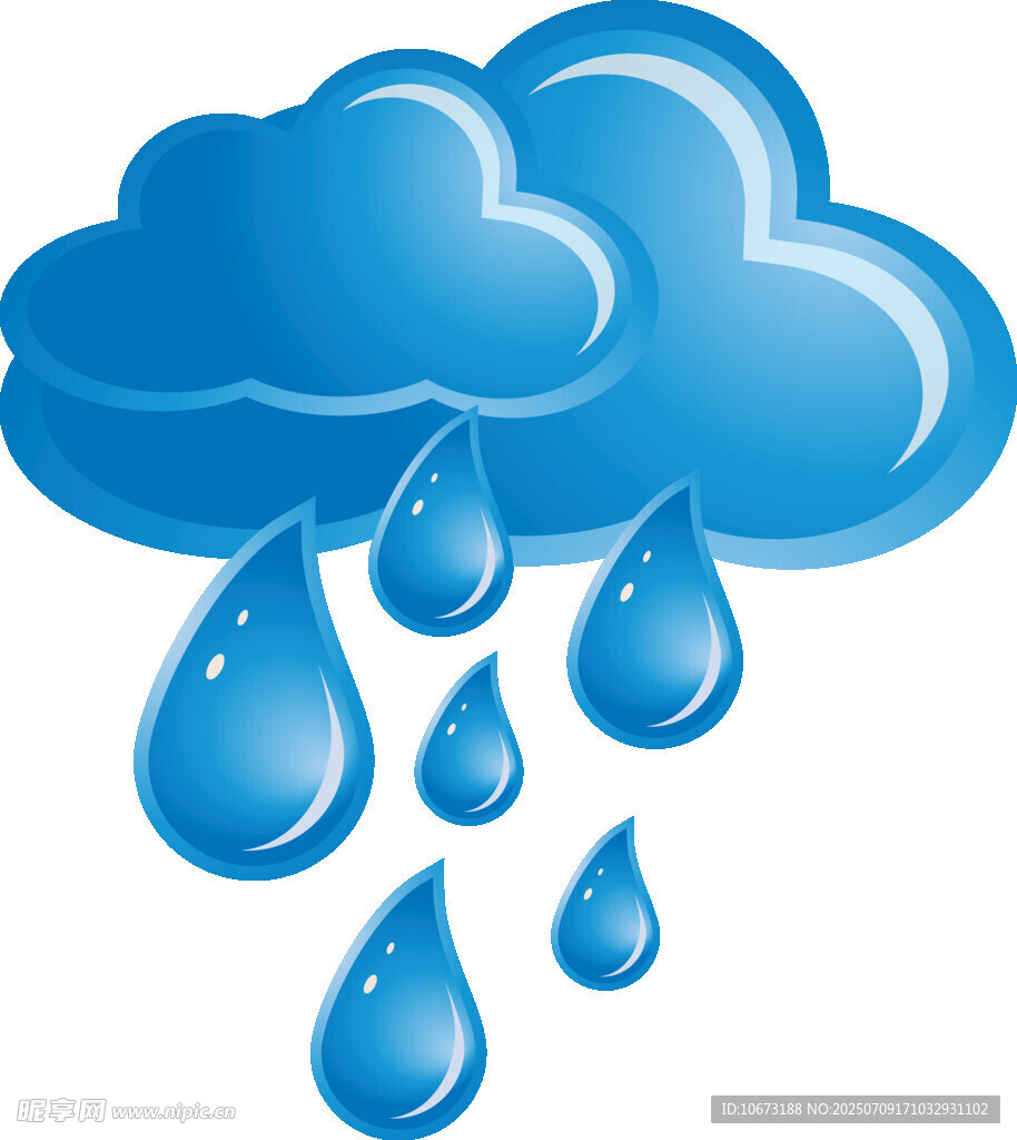 蓝色云朵雨滴卡通图案