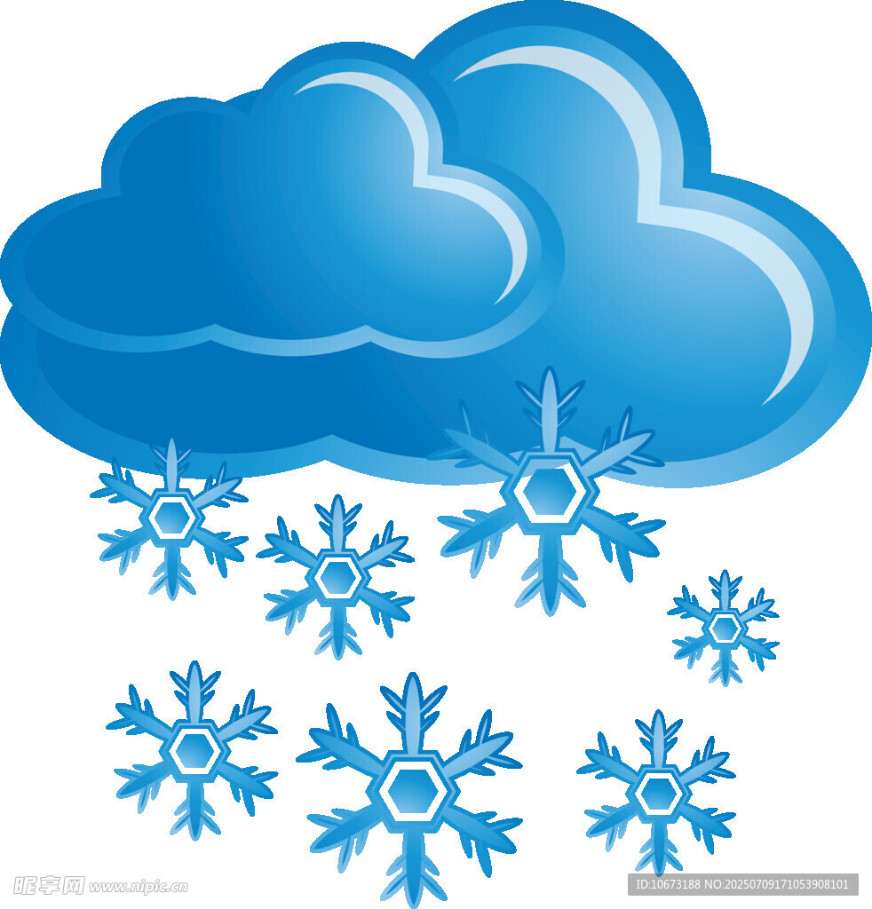 蓝色云朵飘雪图标