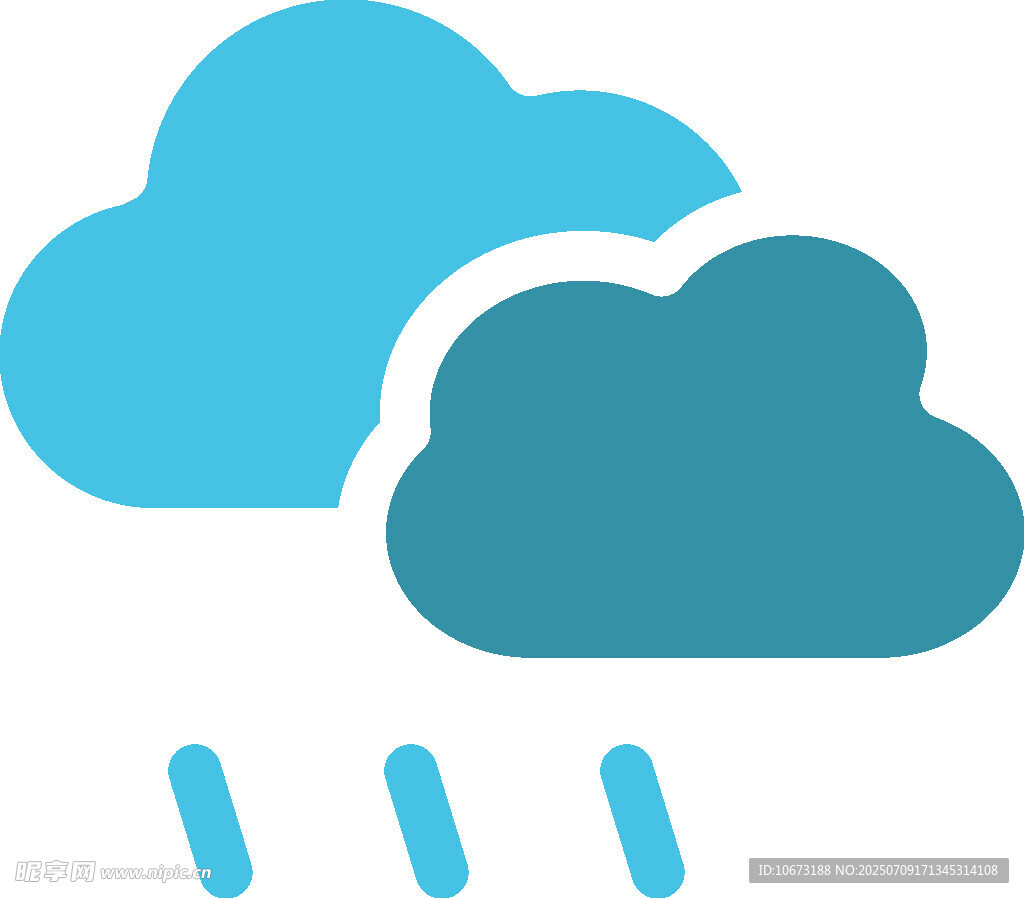 蓝色云朵雨滴天气图标