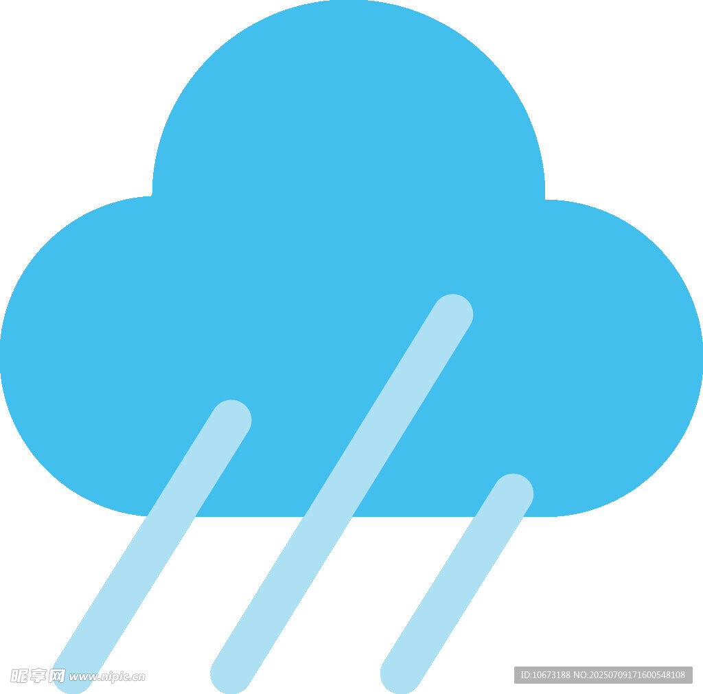 蓝色云朵下雨天气图标