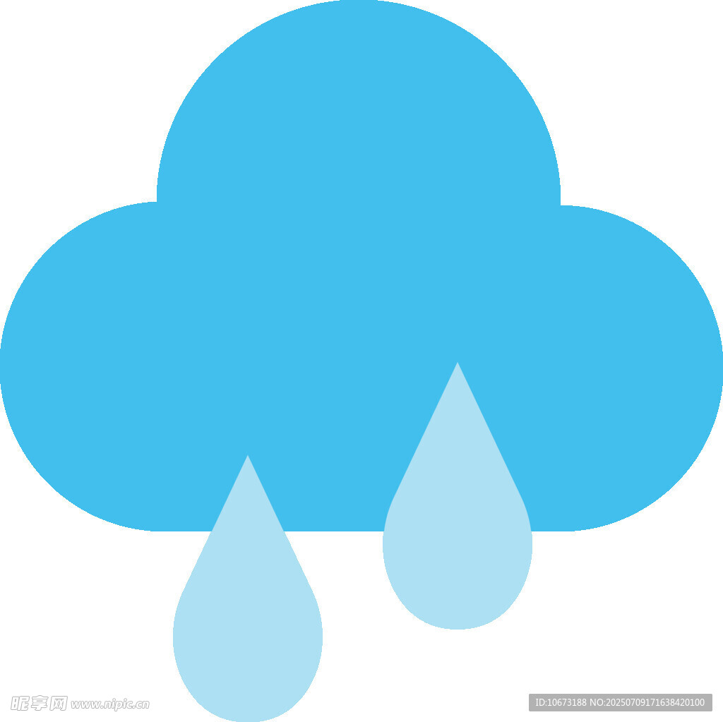 蓝色云朵雨滴图标