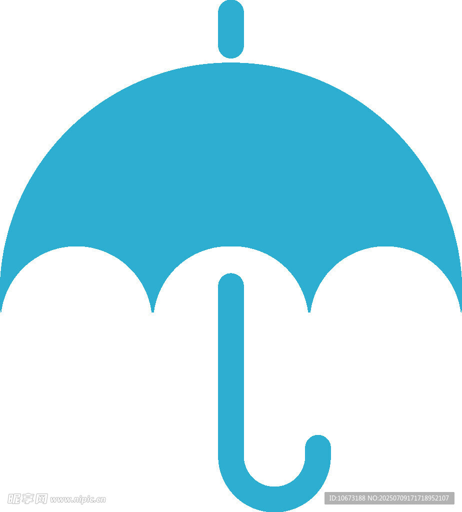 蓝色简约雨伞图标