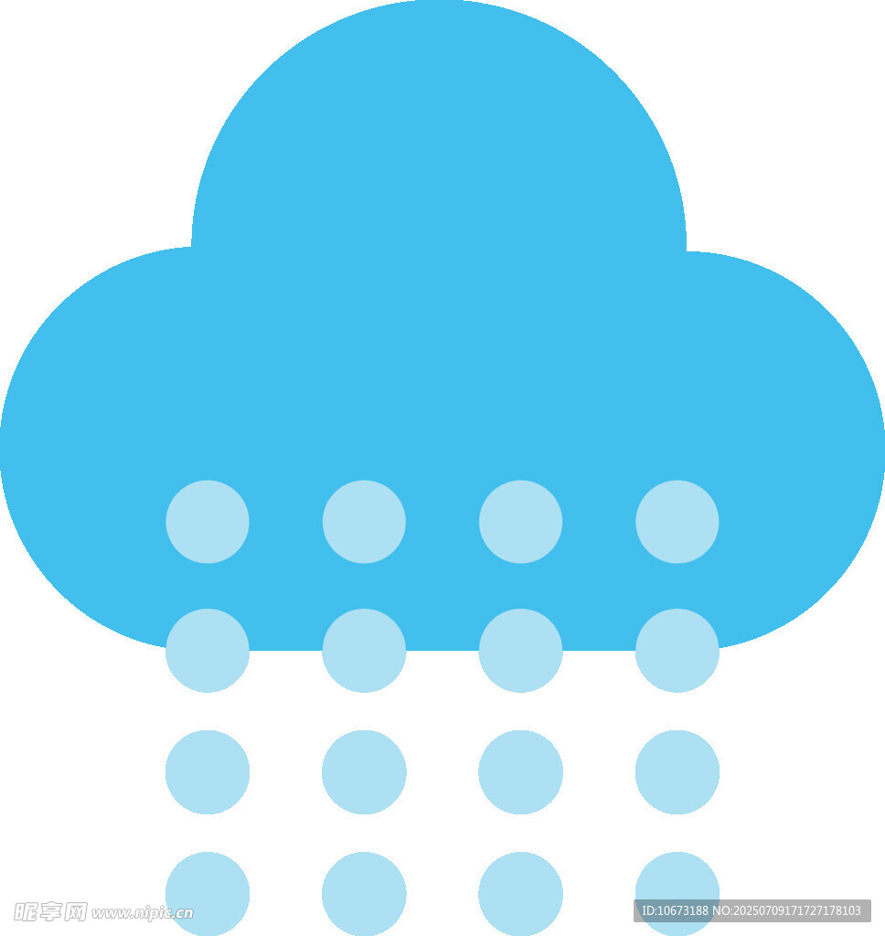 蓝色云朵雨滴图标