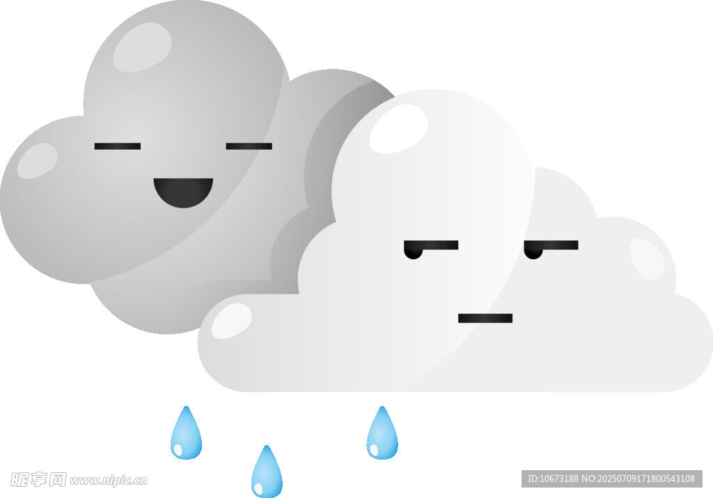 多云转雨的可爱天气图标