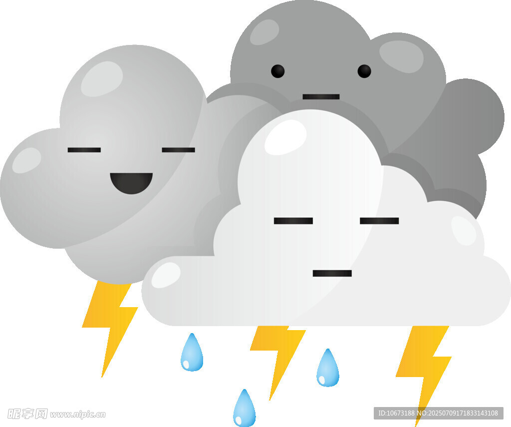 多云转雷雨天气插画