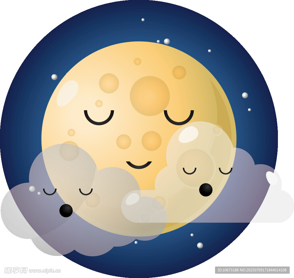 月夜下的月亮与云朵