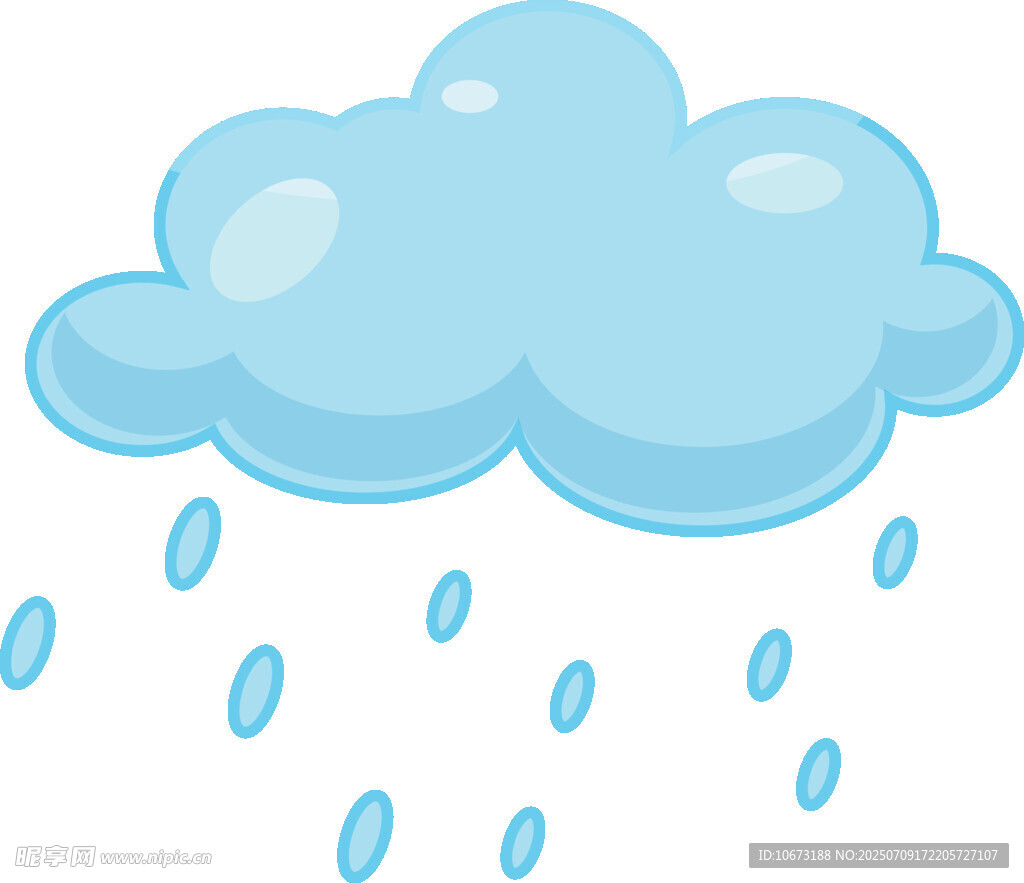 蓝色云朵下雨卡通图案