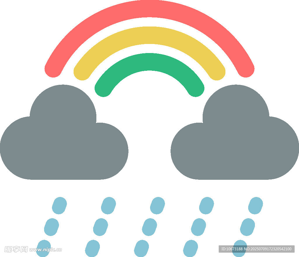 彩虹下的降雨场景