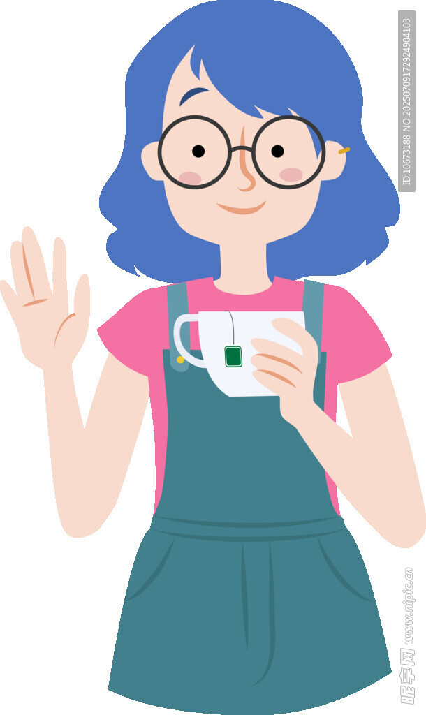 女孩手持相机开心打招呼