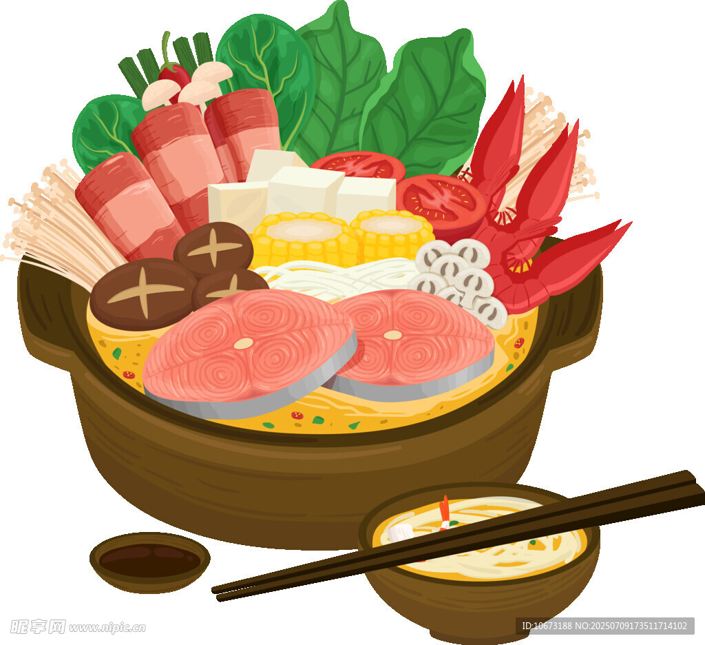 丰盛美味的火锅食材组合