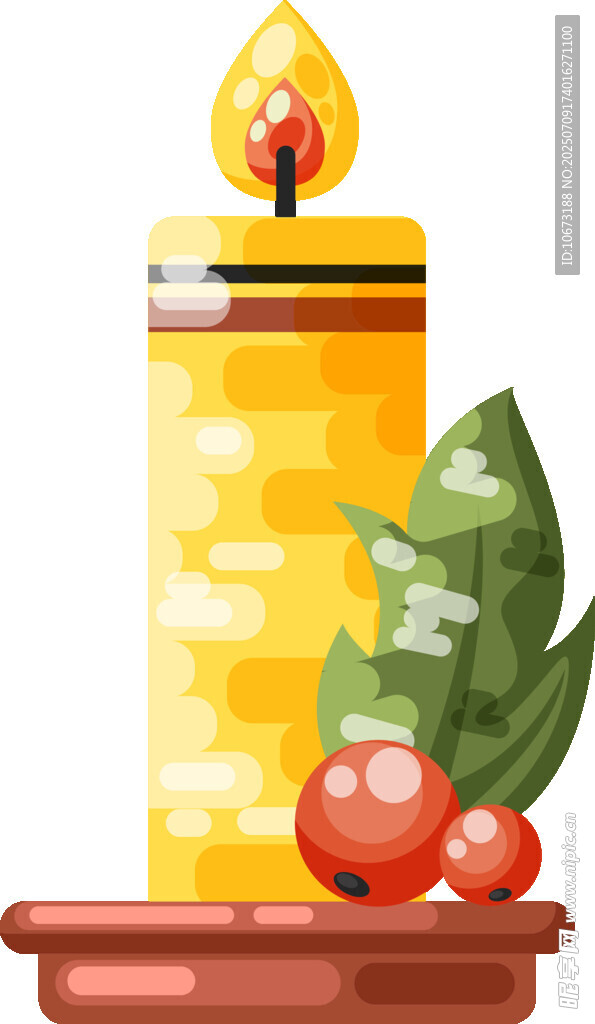 节日蜡烛配浆果绿叶