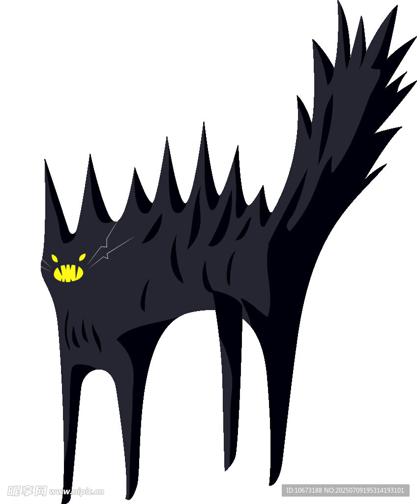 黑猫尖刺造型插画形象