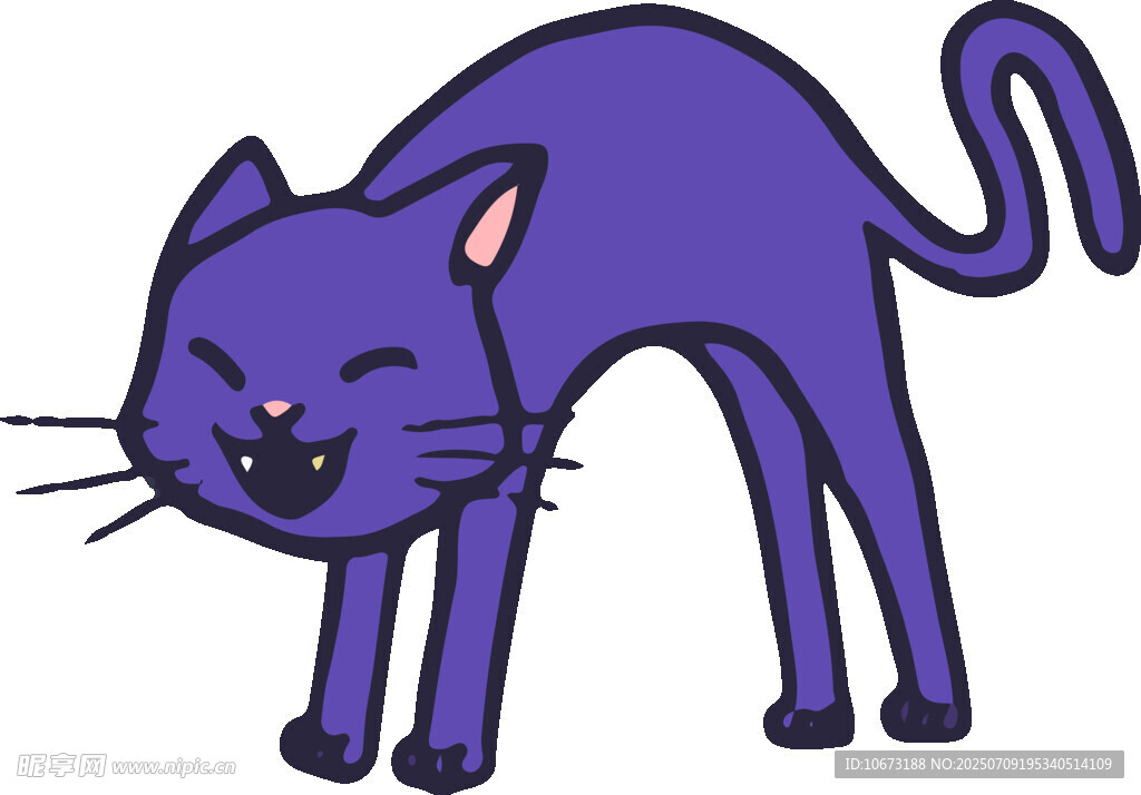 紫色猫咪弓背表情凶狠