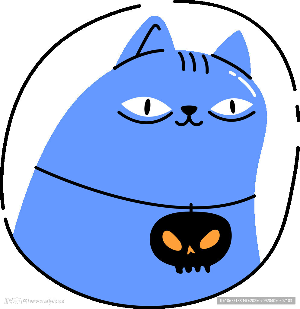 蓝色猫咪配南瓜项圈
