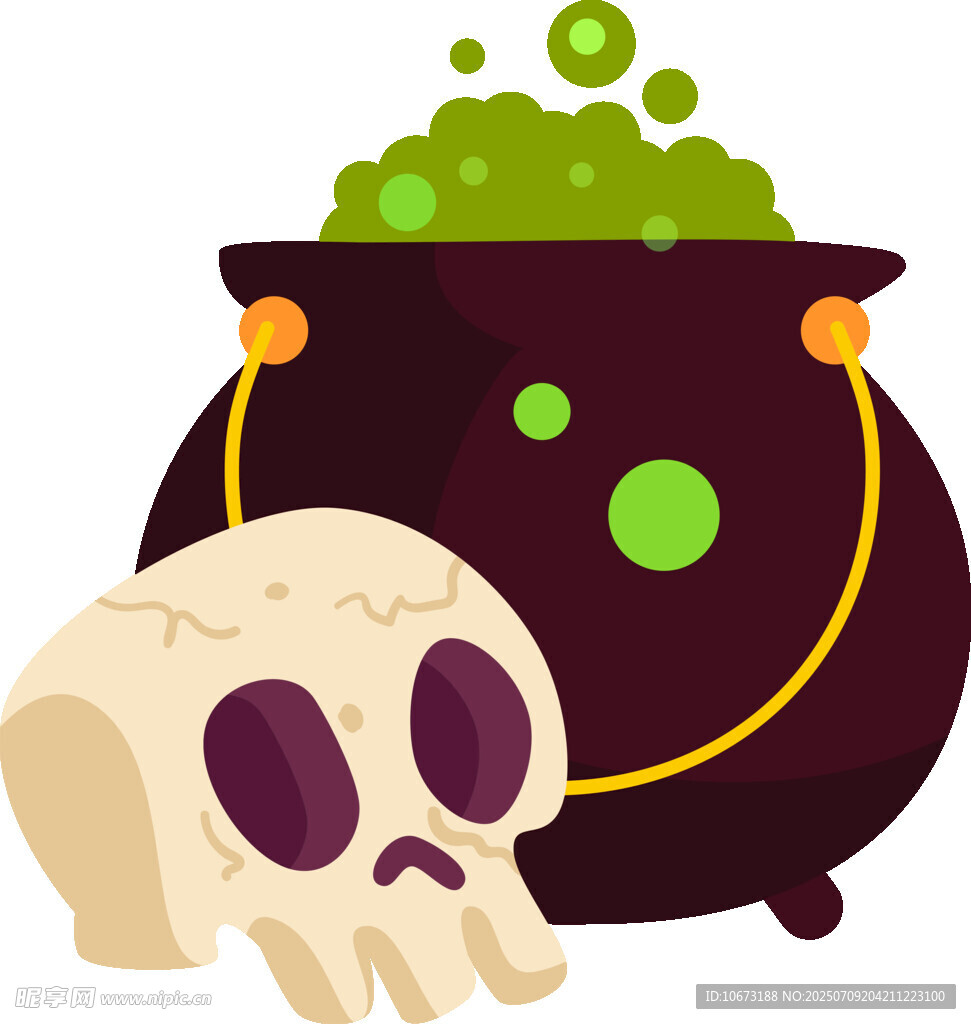 万圣节魔法锅与骷髅头