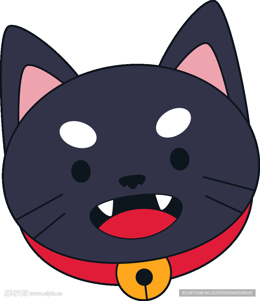 黑猫卡通形象带铃铛