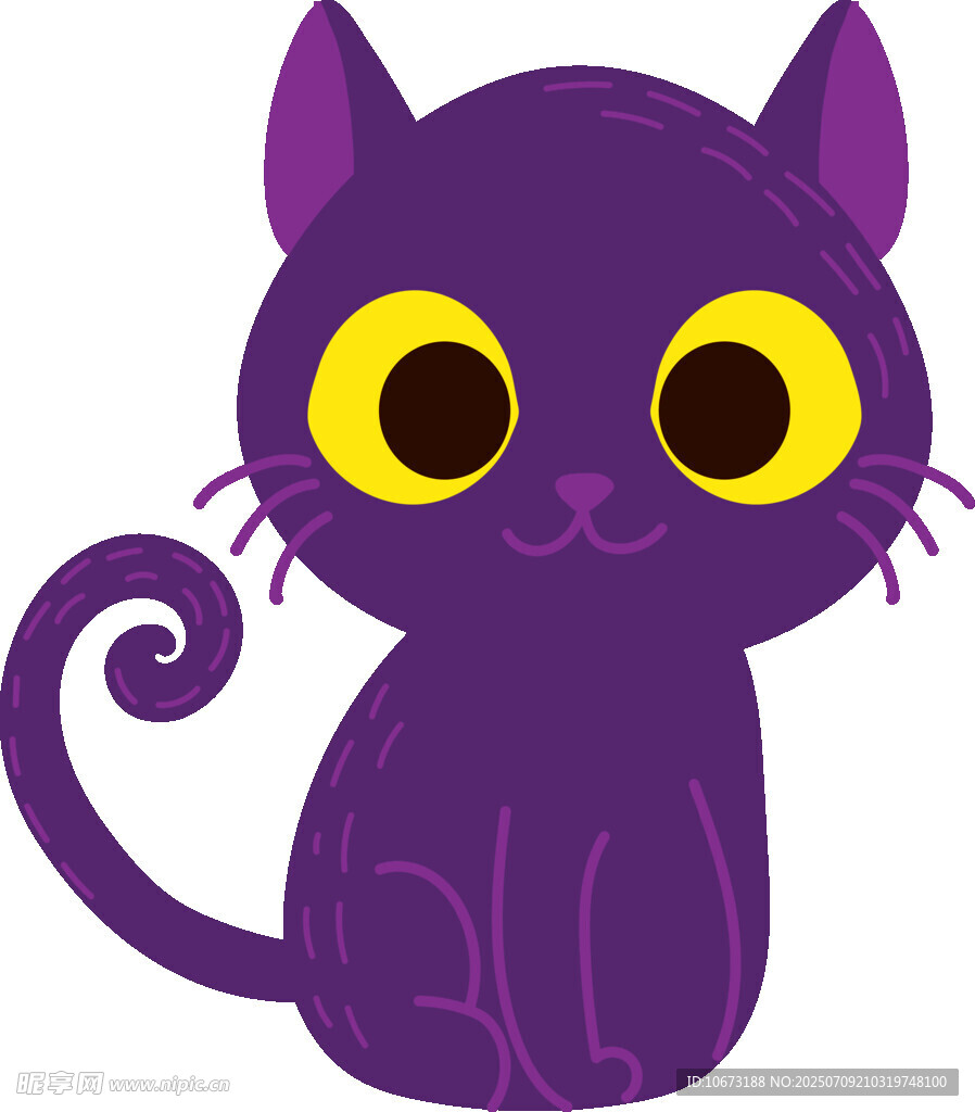 紫色萌猫插画