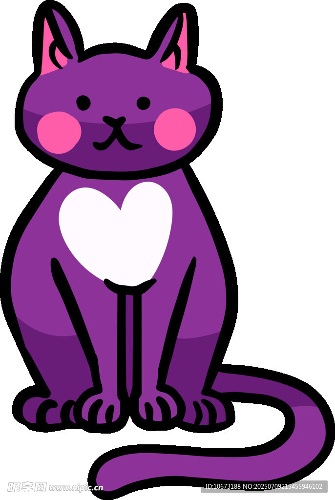 紫色爱心猫咪插画