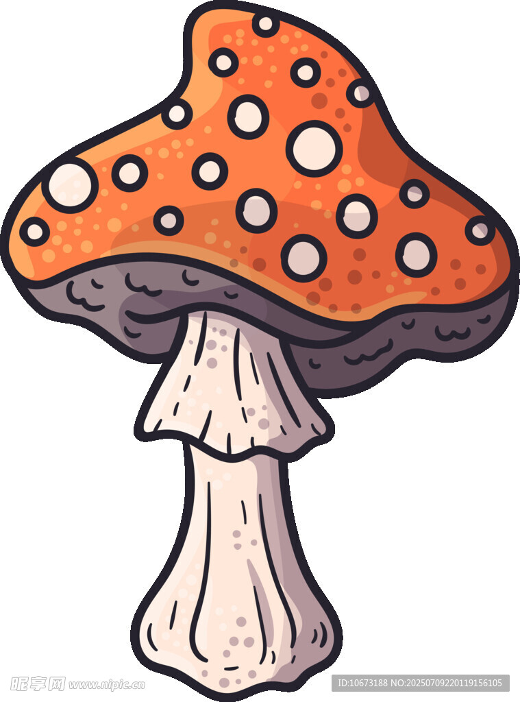 卡通橙色斑点蘑菇插画