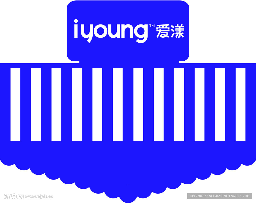 蓝色条纹装饰的帐篷标志