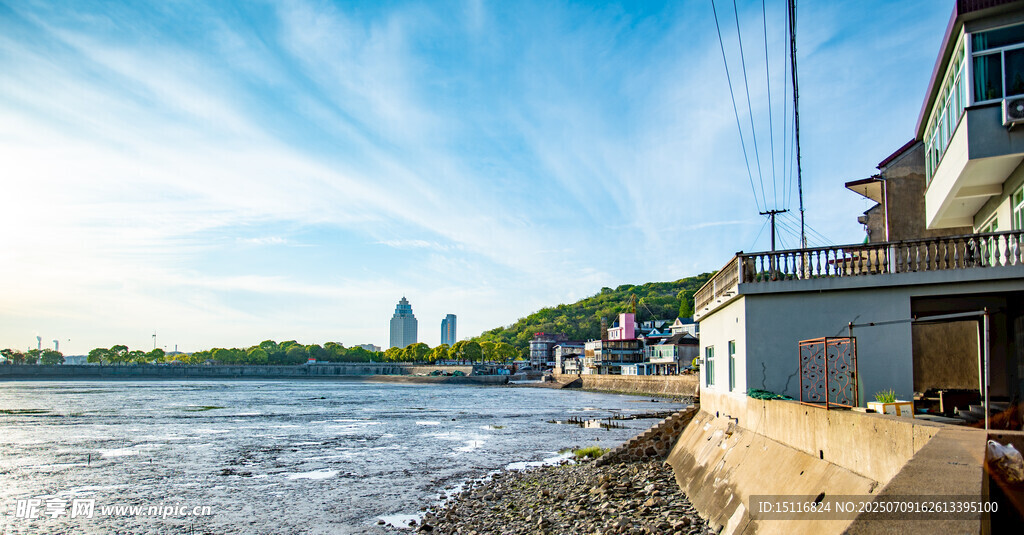 乍浦海滨城市岸边美丽景致