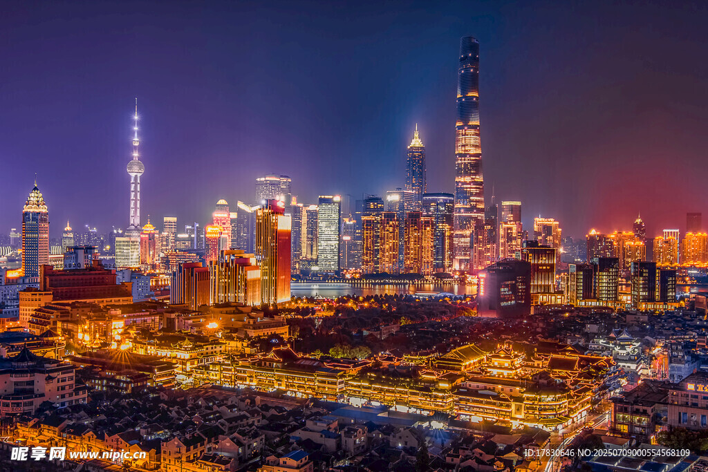 上海璀璨夜景城市天际线