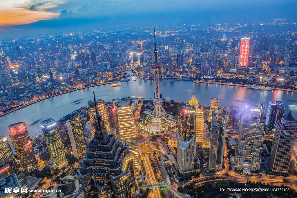 上海城市夜景俯瞰图