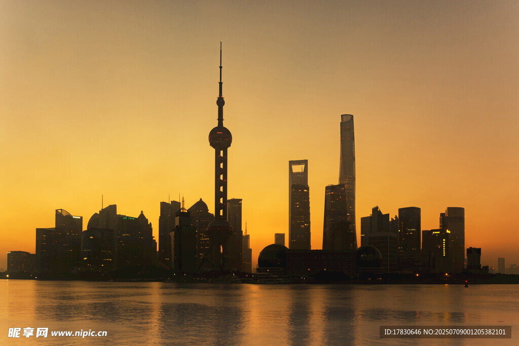 上海外滩黄昏城市天际线