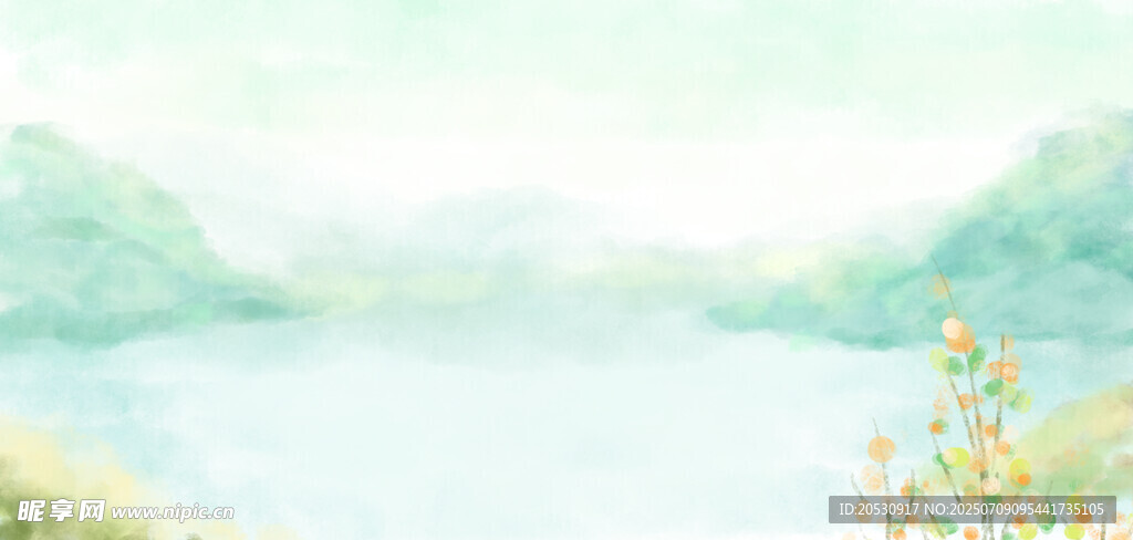 清新湖畔风景图