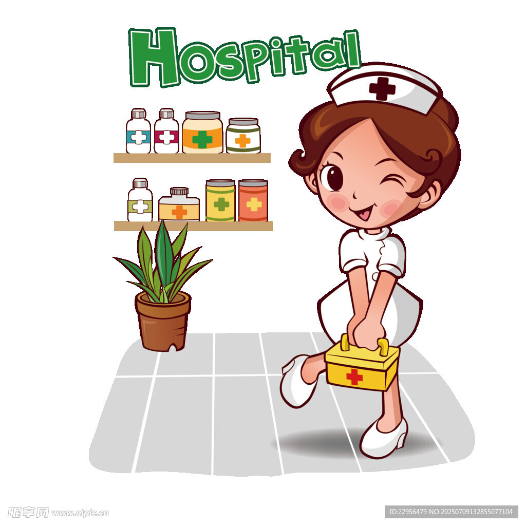 护士手持药盒在药房