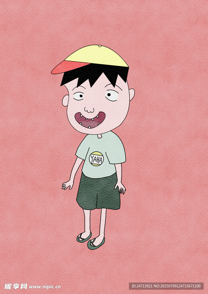 卡通小男孩带帽子