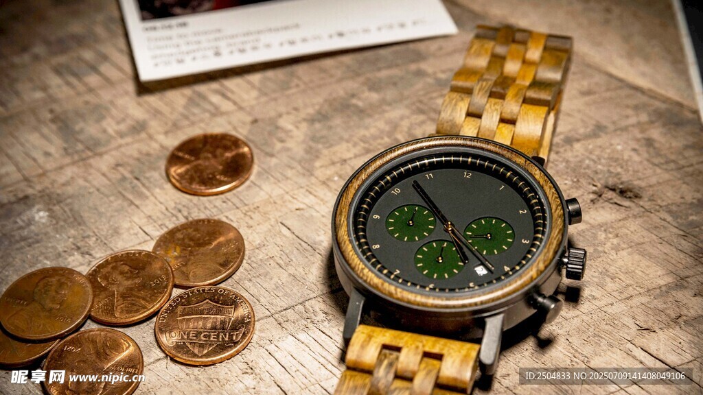 金色手表与散落铜币
