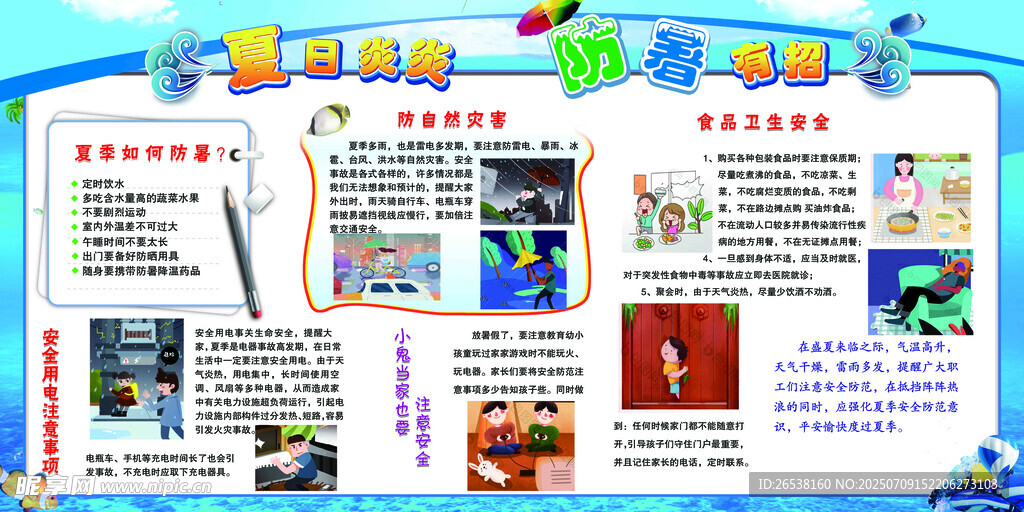 儿童安全知识宣传海报 夏日防中