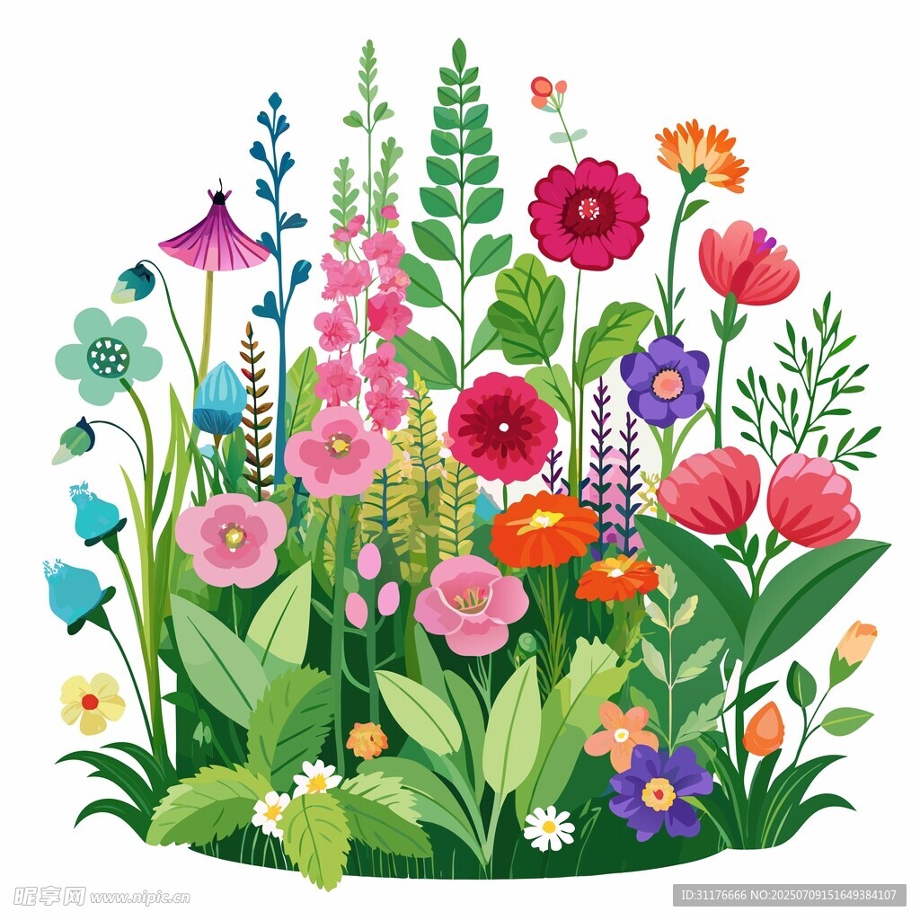 缤纷多彩的花卉插画