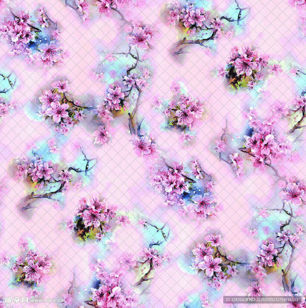 粉色花卉图案背景纹理