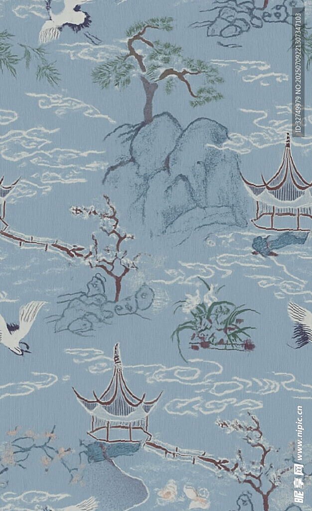 中式山水古风图案纹理
