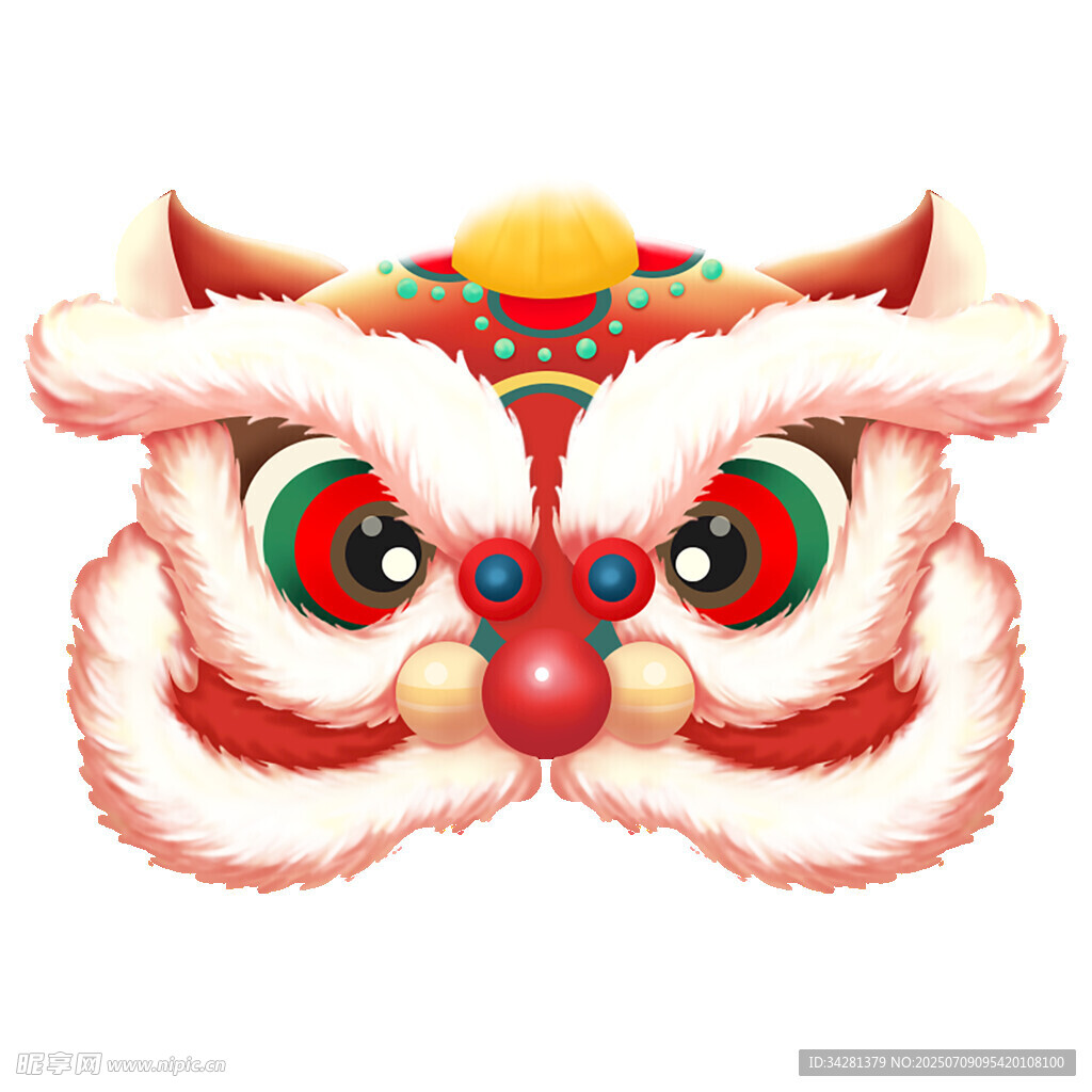 卡通感春节醒狮 舞狮元素贴纸