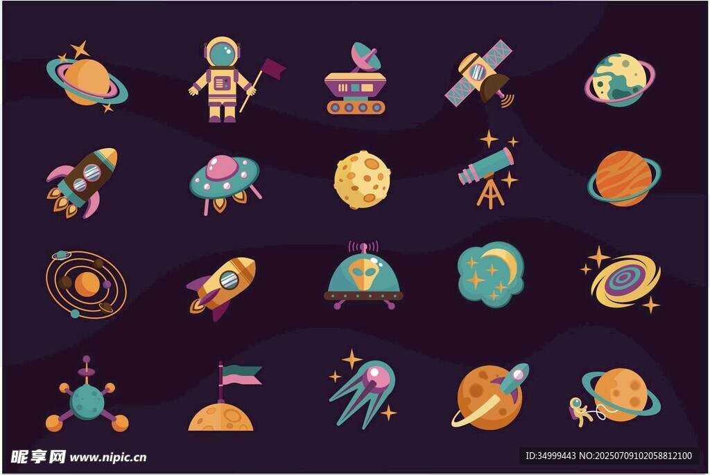 星空太空元星球宇航员矢量卫星