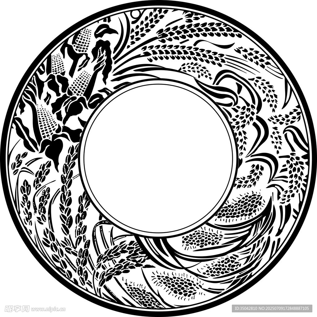 圆形花纹装饰图案麦穗围子