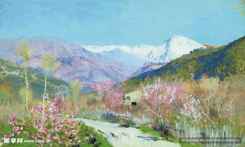 春日山间烂漫花径美景
