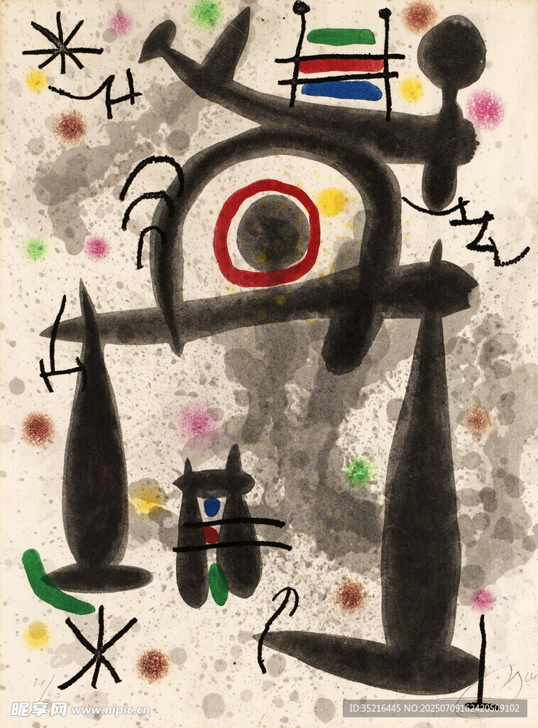 抽象艺术画作中的奇幻形象