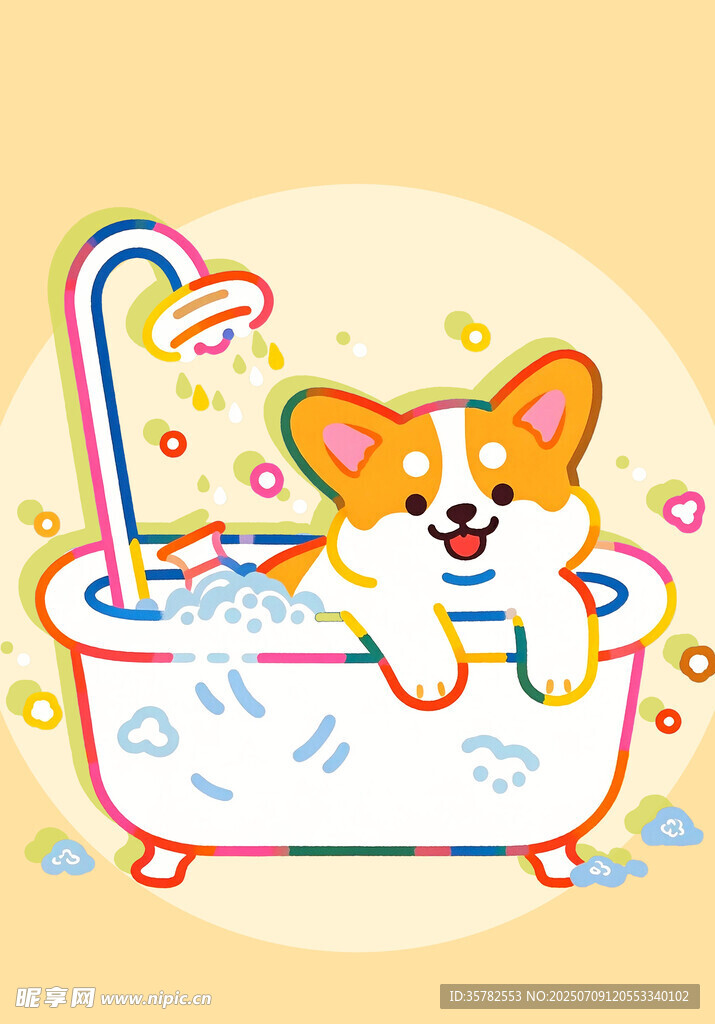 卡通柯基插图