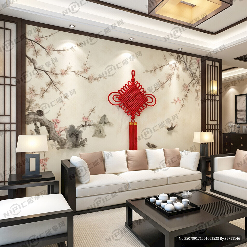 六米挑高客厅沙发背景墙图