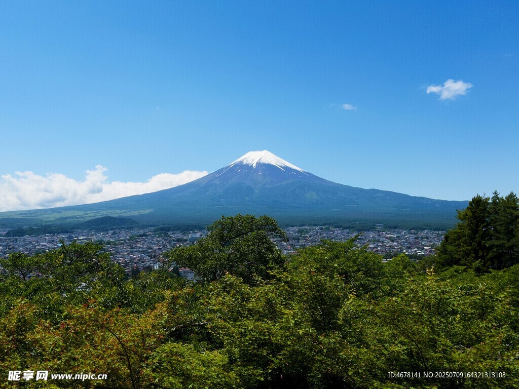 富士山下绿意盎然的景致