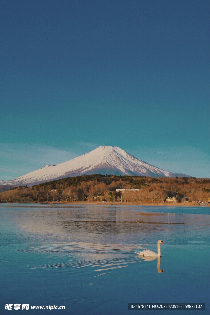 富士山下静谧湖景风光