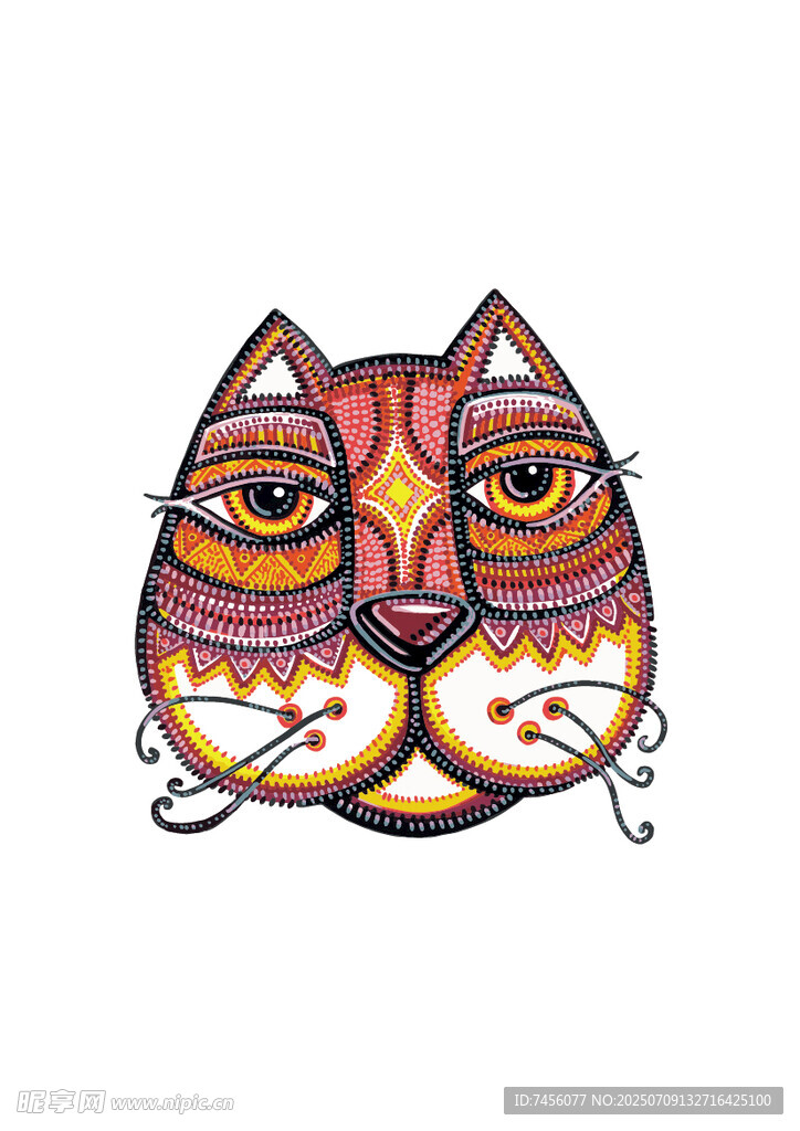 彩色手绘猫咪头像