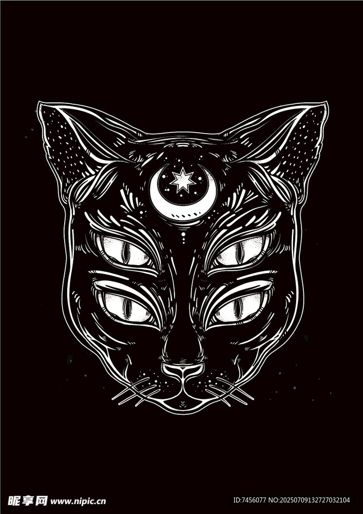 神秘猫脸图腾图案