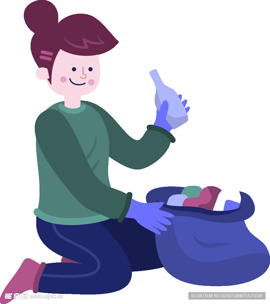 女子开心进行垃圾分类