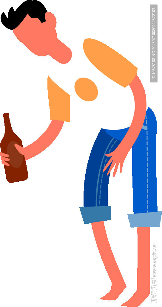 男子手持酒瓶惬意放松