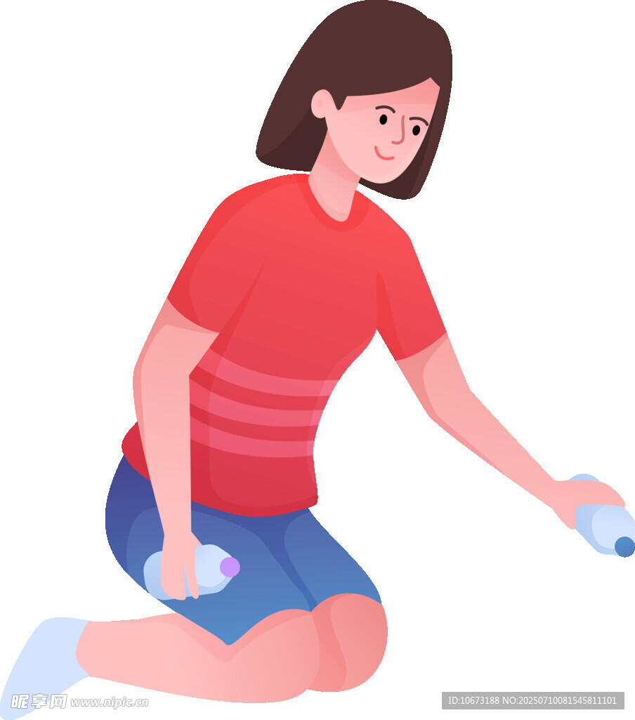 女子手持哑铃做健身动作